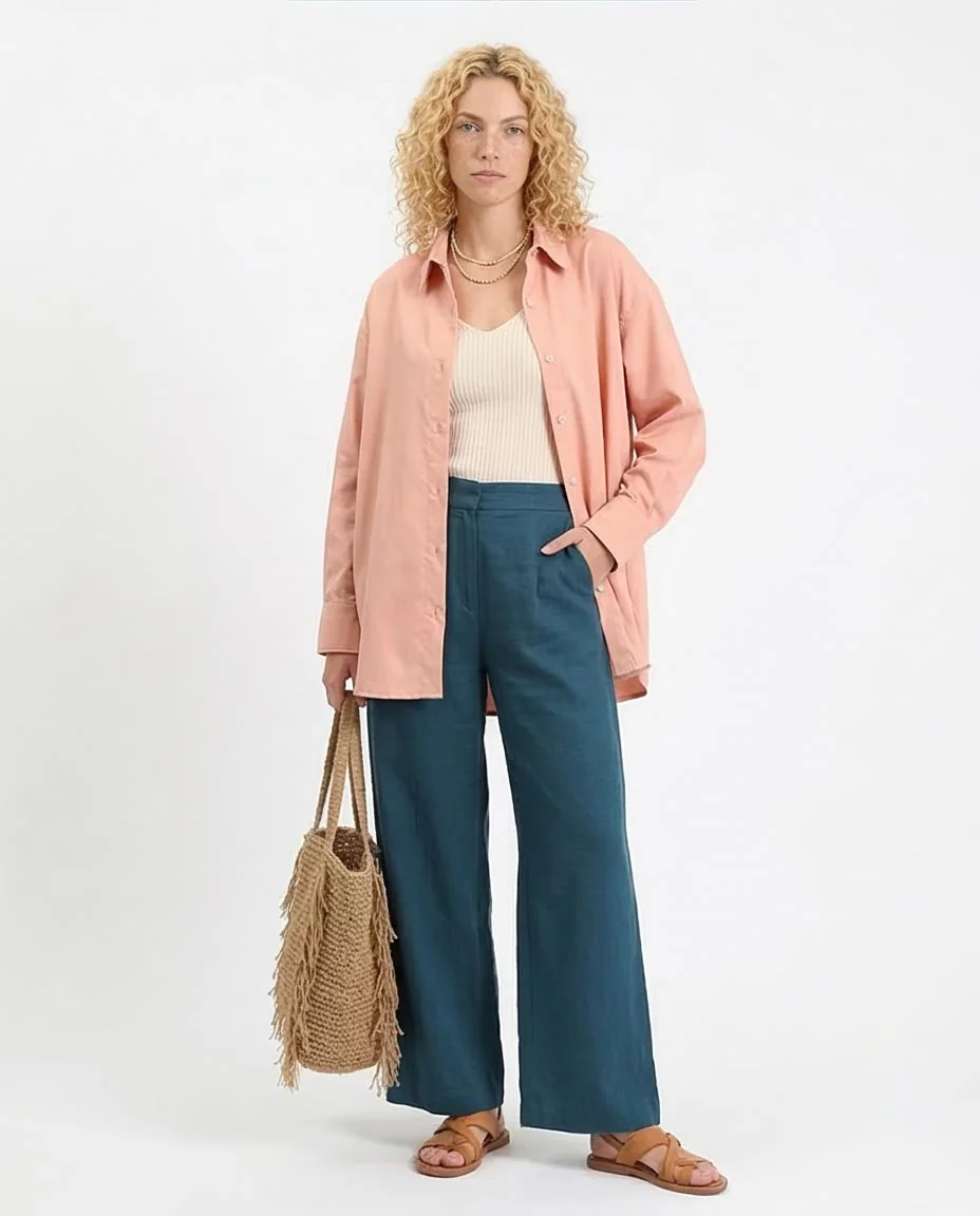 Ravin Oversized Long-Sleeve Button-Down Shirt – Peach - R211296 - Image 5