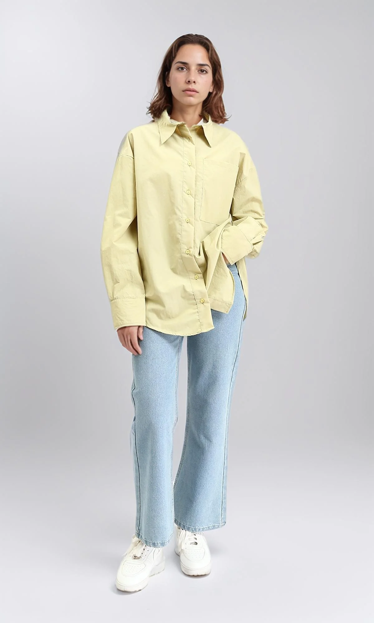 Pastel Lime Relaxed-Fit Button-Down Shirt - Image 5