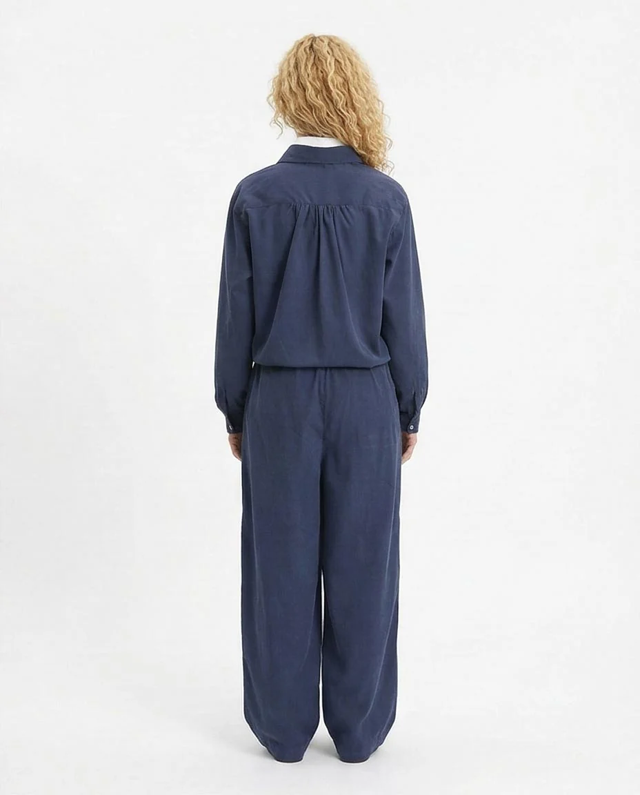 RAVIN — Periwinkle Corduroy Co-ord Set: Relaxed Button-Down & Wide-Leg Trouser - Grey - R212070 - Image 2