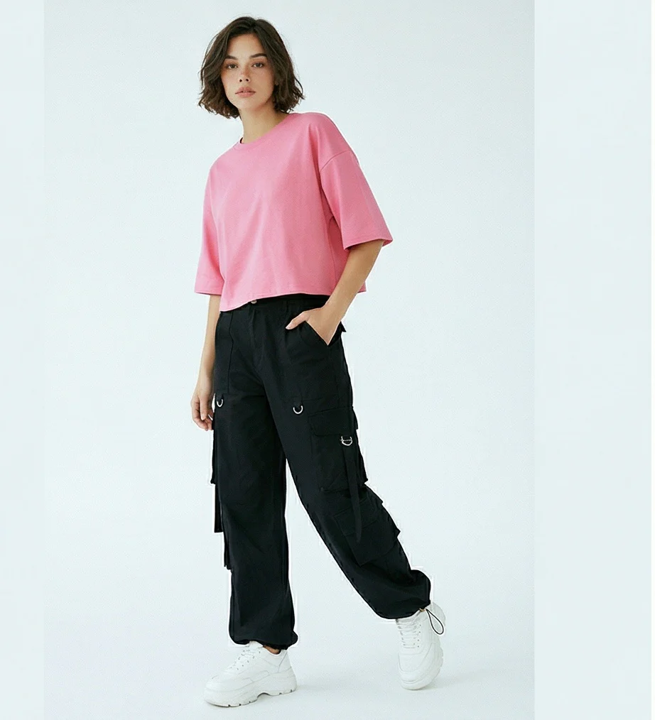 Bubblegum Pink Relaxed Boxy Crop Tee - R217679 - Image 3