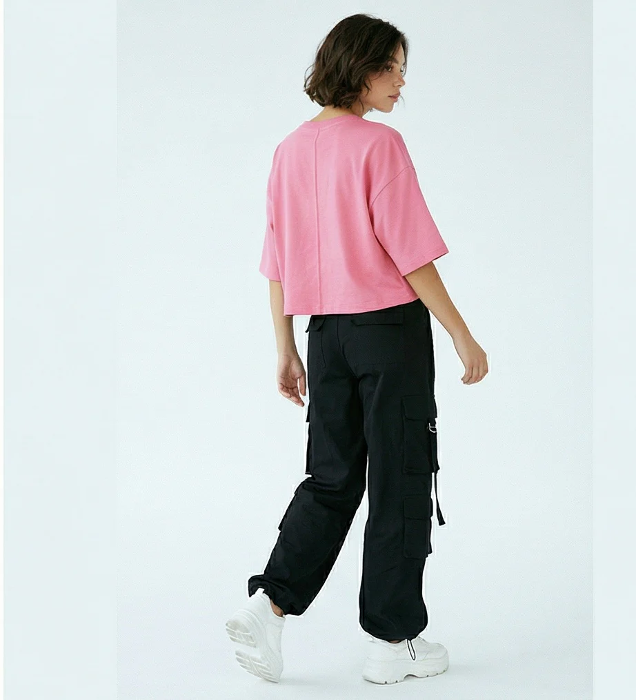 Bubblegum Pink Relaxed Boxy Crop Tee - R217679 - Image 4