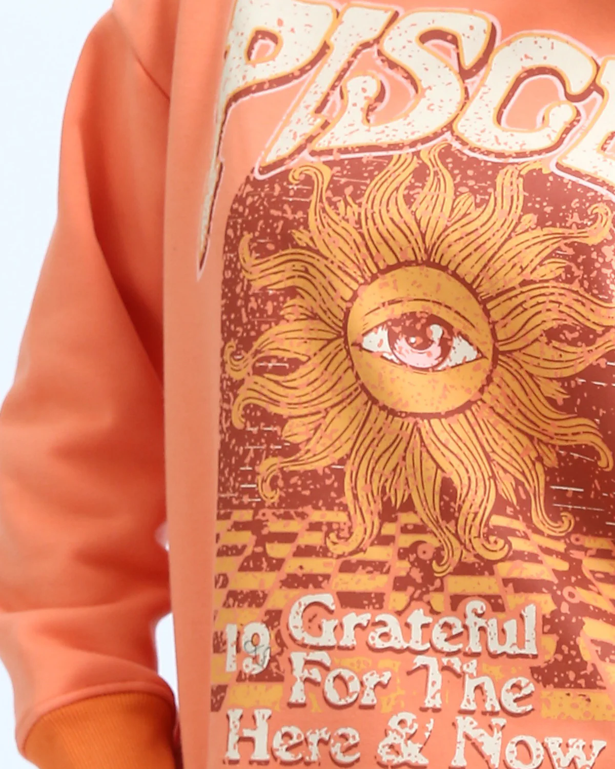 Pisces Celestial Graphic Oversized Hoodie in Vibrant Coral - O201148 - Image 4