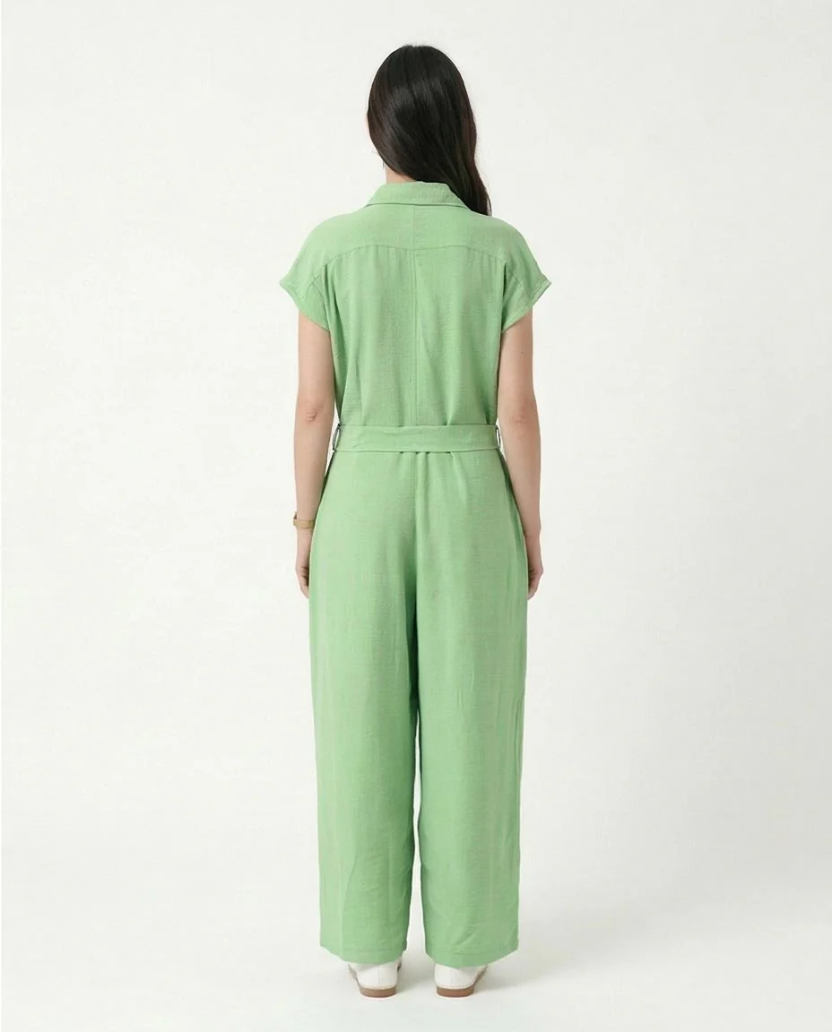 Ravin Pistachio Green Textured Wide-Leg Jumpsuit - R206972 - Image 2