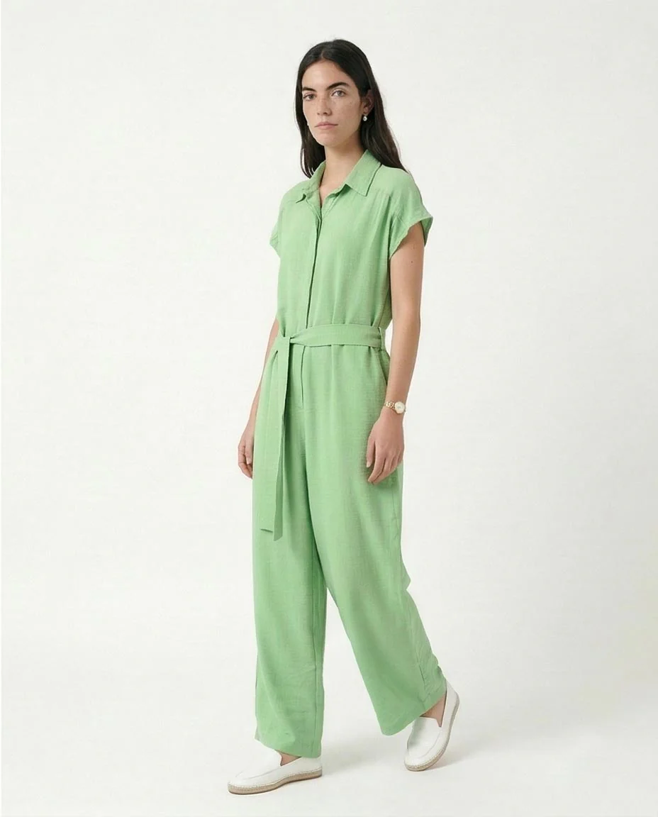 Ravin Pistachio Green Textured Wide-Leg Jumpsuit - R206972 - Image 5