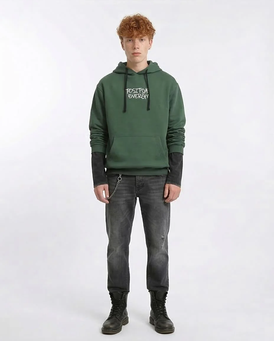 Ravin | "Positive Energy" Oversized Graphic Hoodie – Forest Green - R206834 - Image 3