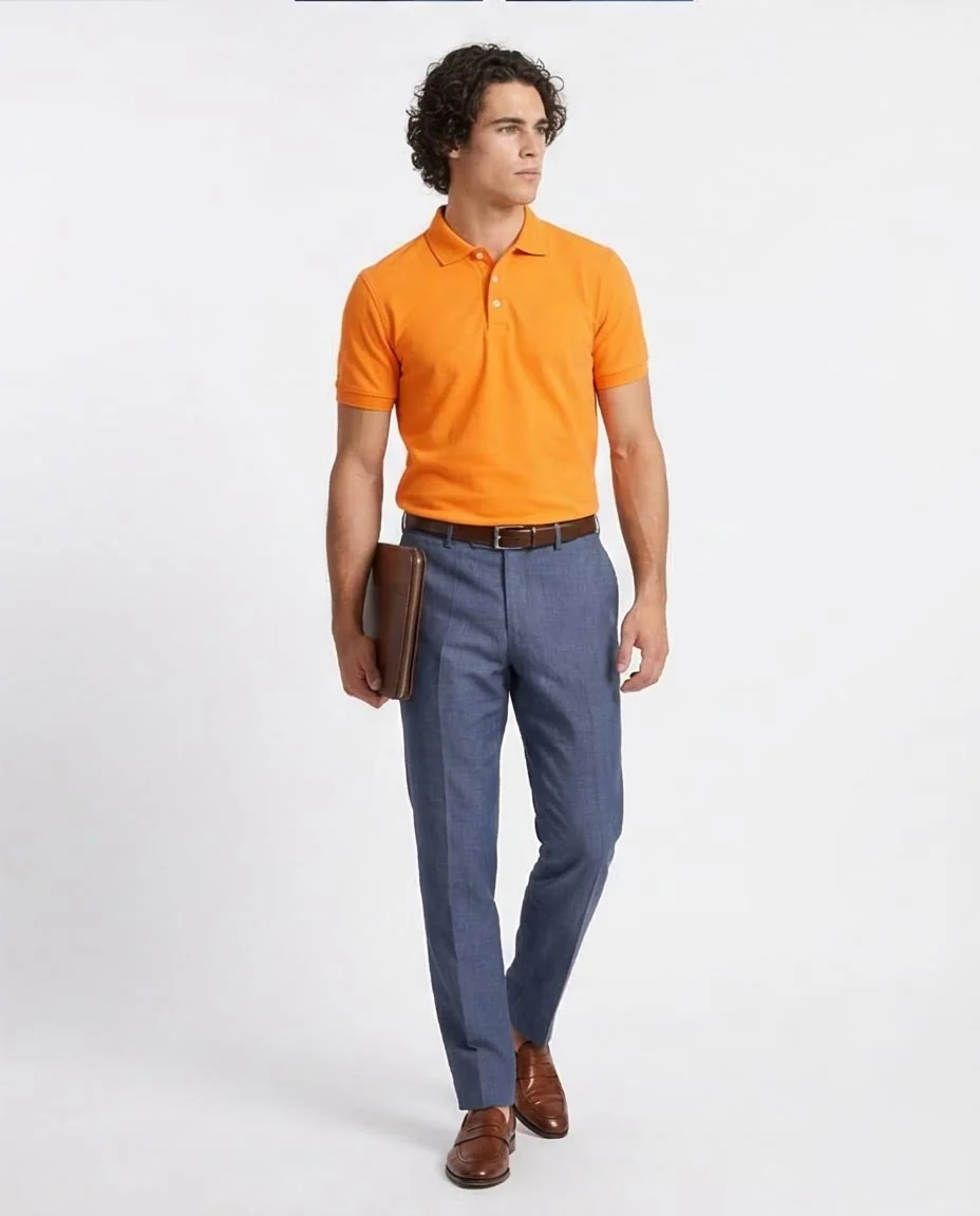Ravin Premium 100% Cotton Piqué Polo Shirt – Vibrant Orange - R204667 - Image 5