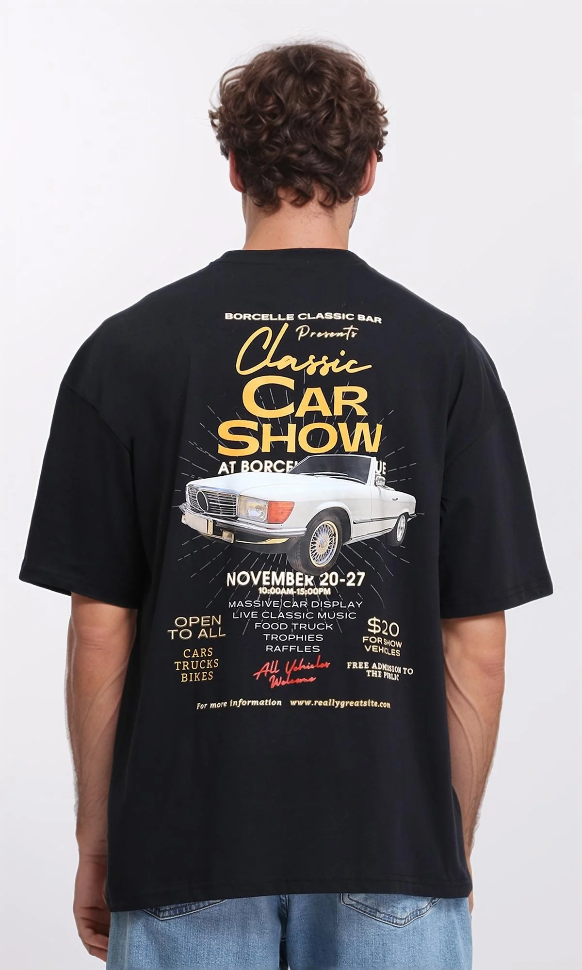 R207704 - Printed "Classic" Elbow Sleeves Tee - Black - Image 2