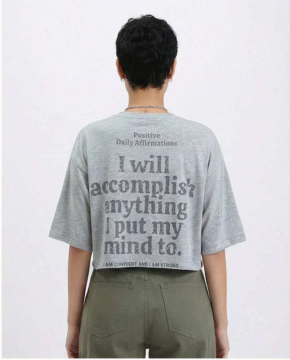 R209244 - Printed Relaxed Fit Cotton Tee - Heather Grey - Image 2