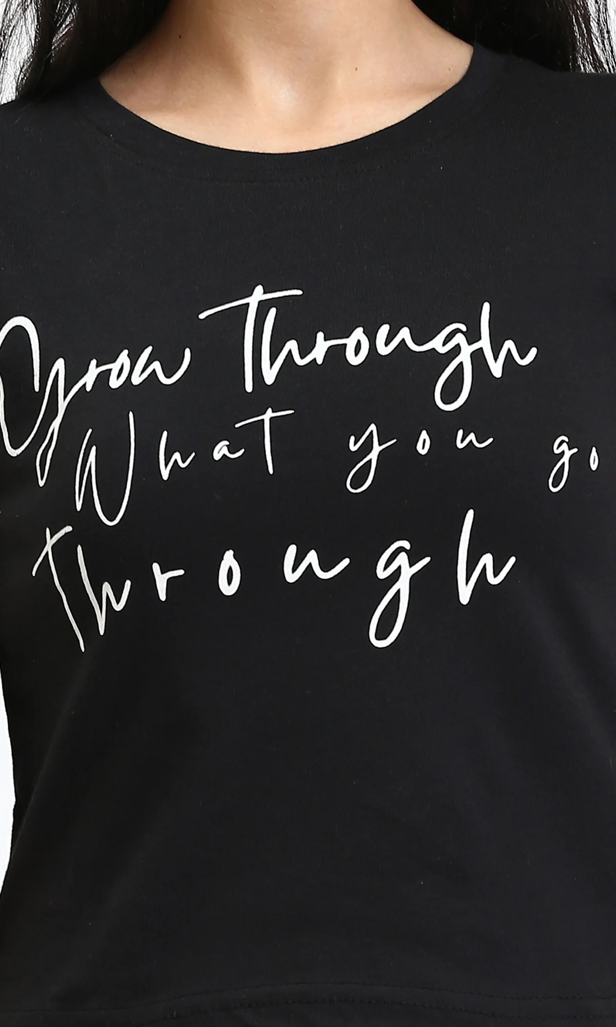 R210556 - Printed Short Sleeves Cotton Tee - Black - Image 3