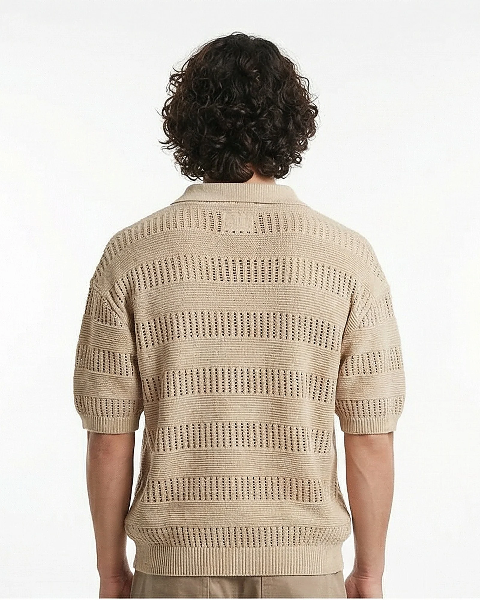 Ravin Artisanal Pointelle Knit Polo – Desert Stone - R217130 - Image 2