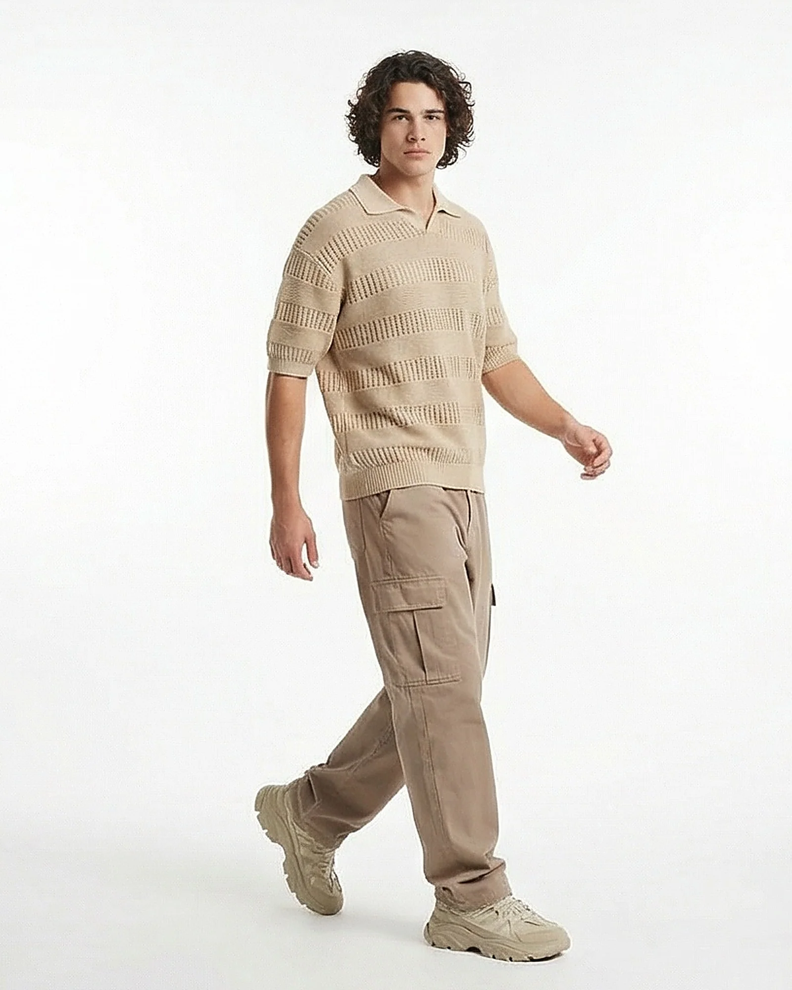 Ravin Artisanal Pointelle Knit Polo – Desert Stone - R217130 - Image 3