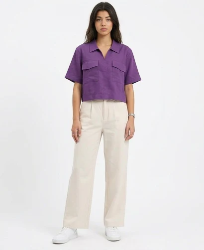 Purple Utility Boxy Short Sleeve Shirt - R216620 - Image 3