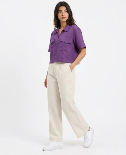 Purple Utility Boxy Short Sleeve Shirt - R216620 - Image 4