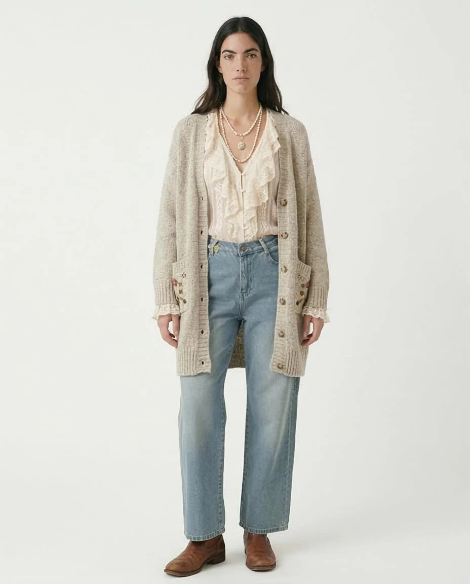 Light Wash Relaxed Fit Carpenter Wide-Leg Jeans - R205932 - Image 3