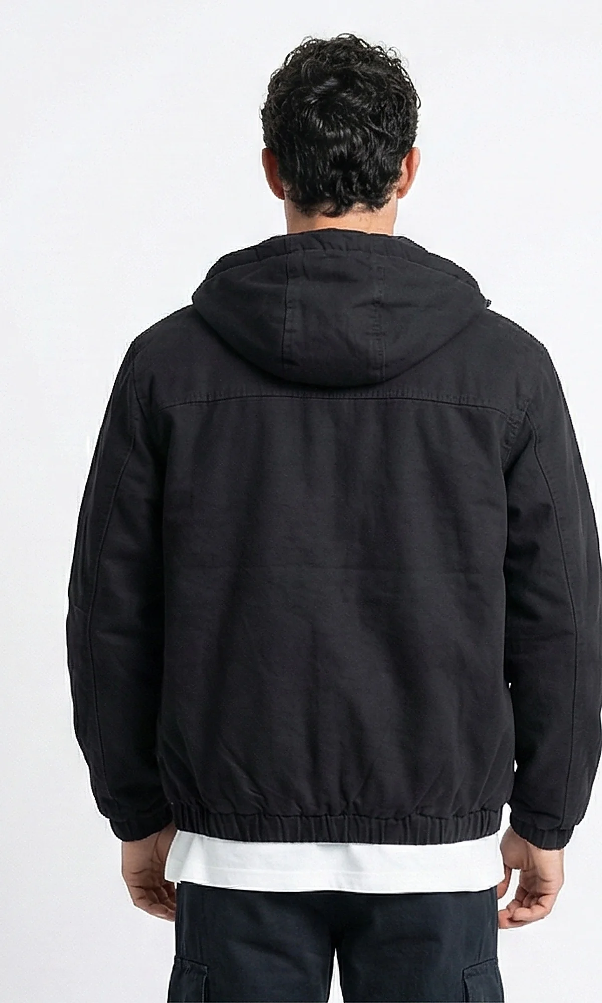 Black Utility Hooded Bomber Jacket - R206833 - Image 2