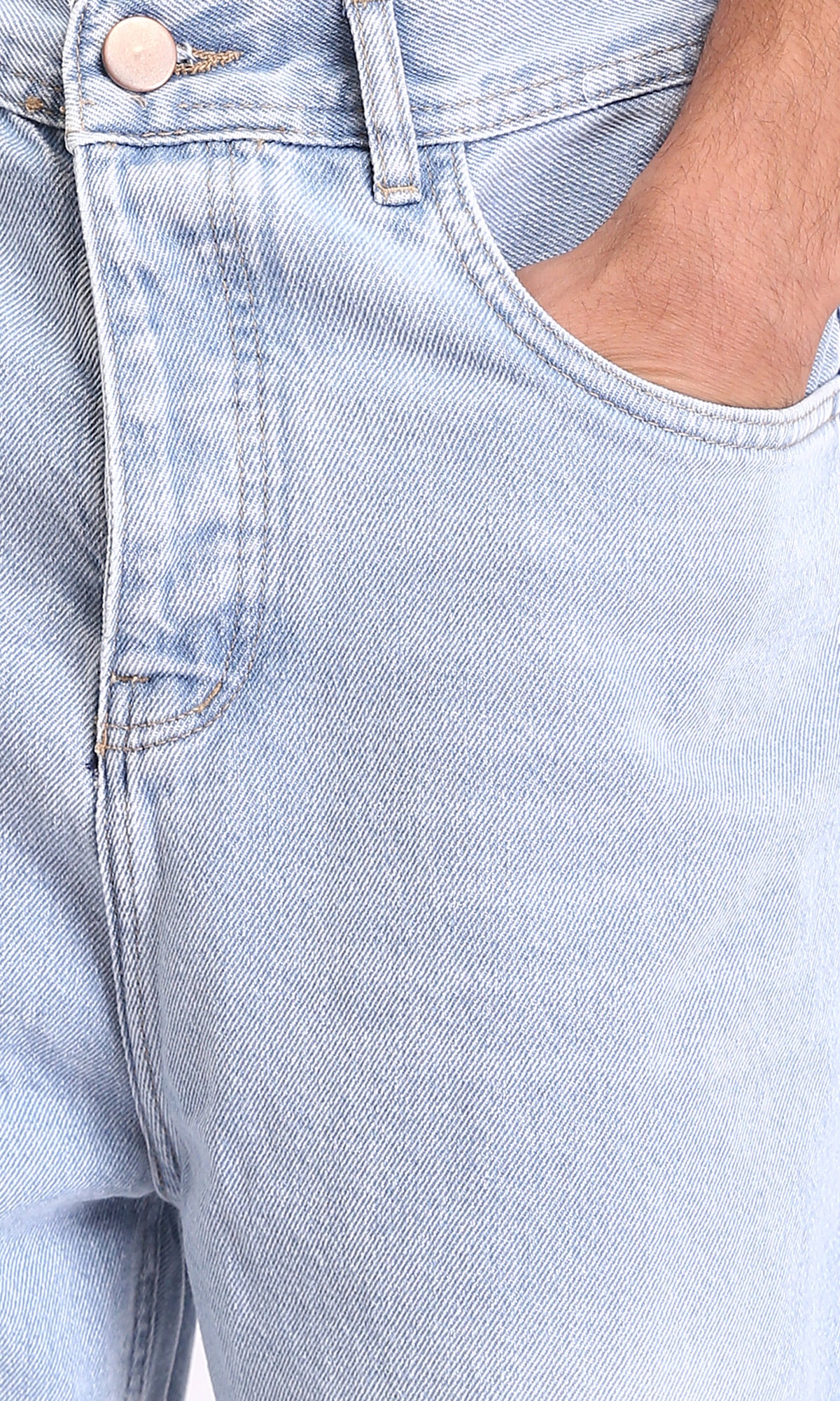 Light Blue Wide Leg Jeans - Straight Fit Cotton Denim for Men - Image 3
