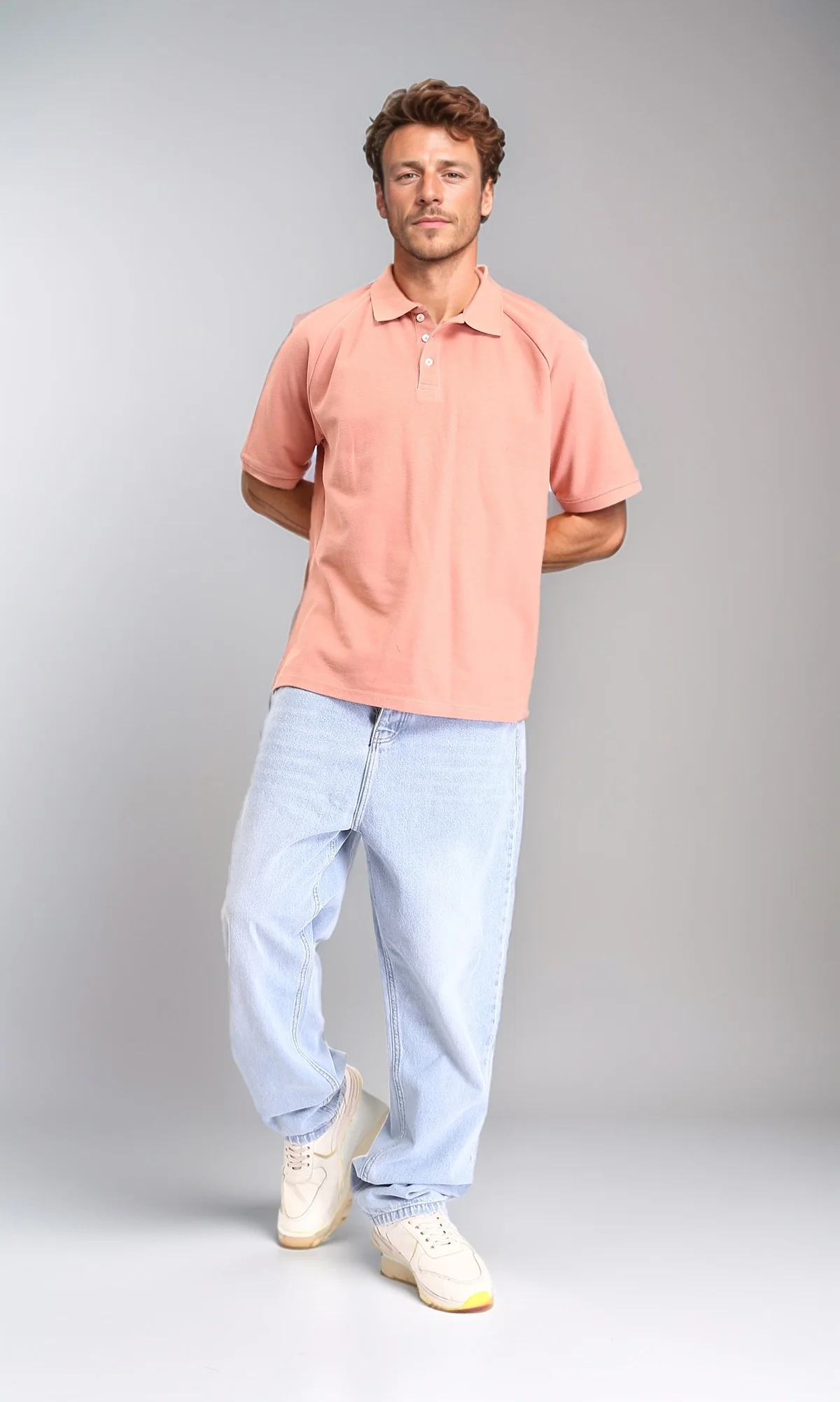 Light Blue Wide Leg Jeans - Straight Fit Cotton Denim for Men - Image 4