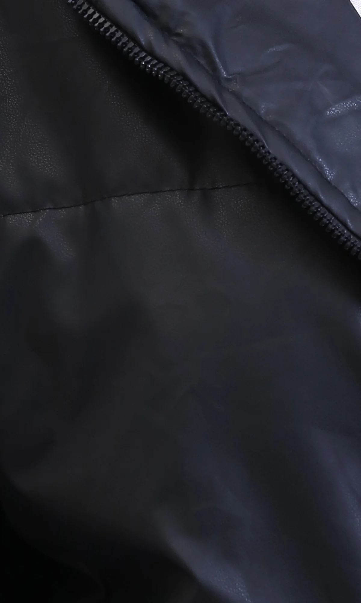 Black Quilted Bomber Jacket - Long Sleeve Hooded Zipper Jacket for Women - Image 3