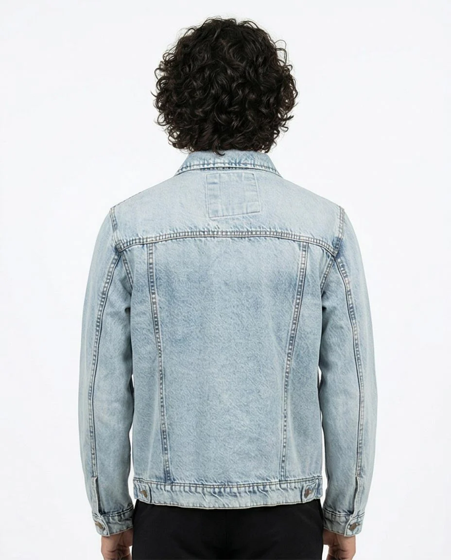 Ravin Light Wash Oversized Denim Trucker Jacket with Contrast Stitching - R214284 - Image 2