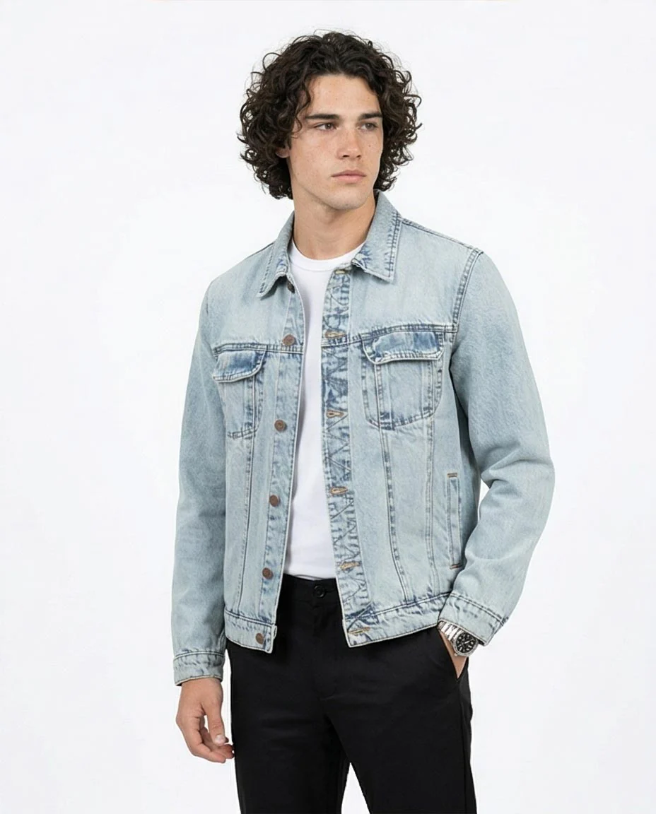 Ravin Light Wash Oversized Denim Trucker Jacket with Contrast Stitching - R214284 - Image 4