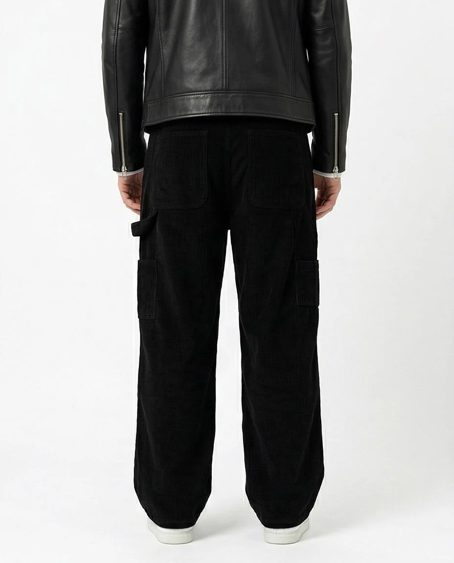 Ravin Men’s Relaxed Fit Corduroy Carpenter Balloon Pants - Black - R215101 - Image 2