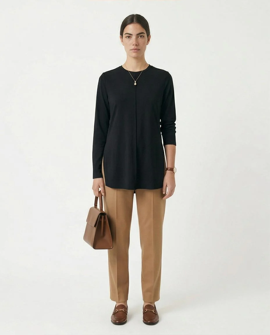 Ravin Longline Side-Slit Tunic Top in Black - R215854 - Image 3