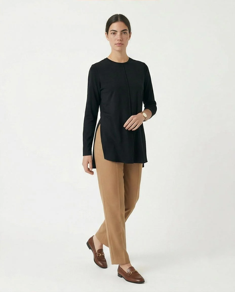 Ravin Longline Side-Slit Tunic Top in Black - R215854 - Image 4