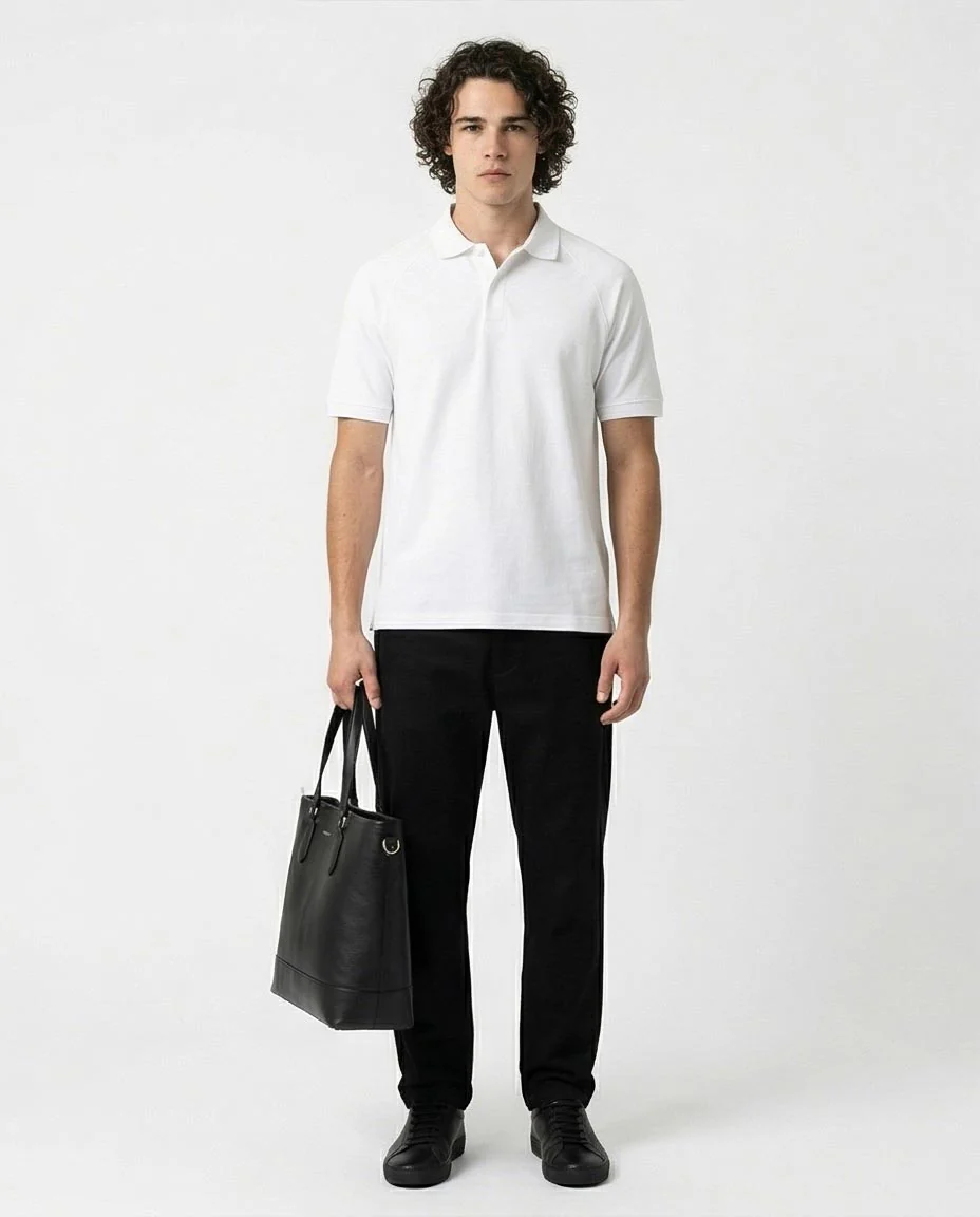 Ravin Men's Raglan Sleeve Piqué Polo Shirt – White - R215950 - Image 3