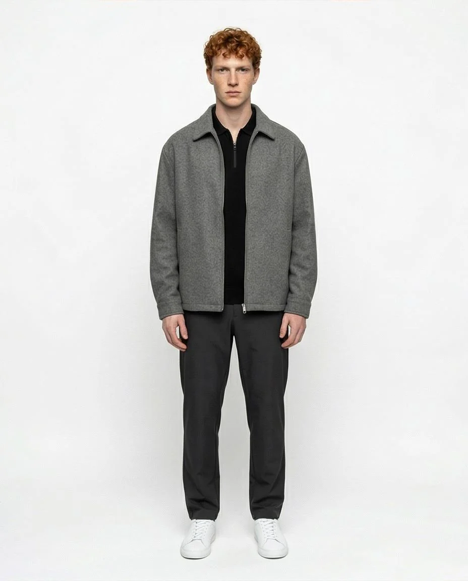 Ravin Quarter-Zip Polo Shirt with Ribbed Cuffs in Black - R215956 - Image 3