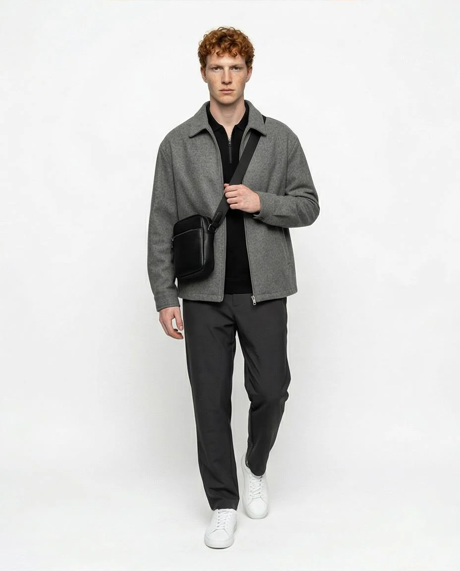 Ravin Quarter-Zip Polo Shirt with Ribbed Cuffs in Black - R215956 - Image 4