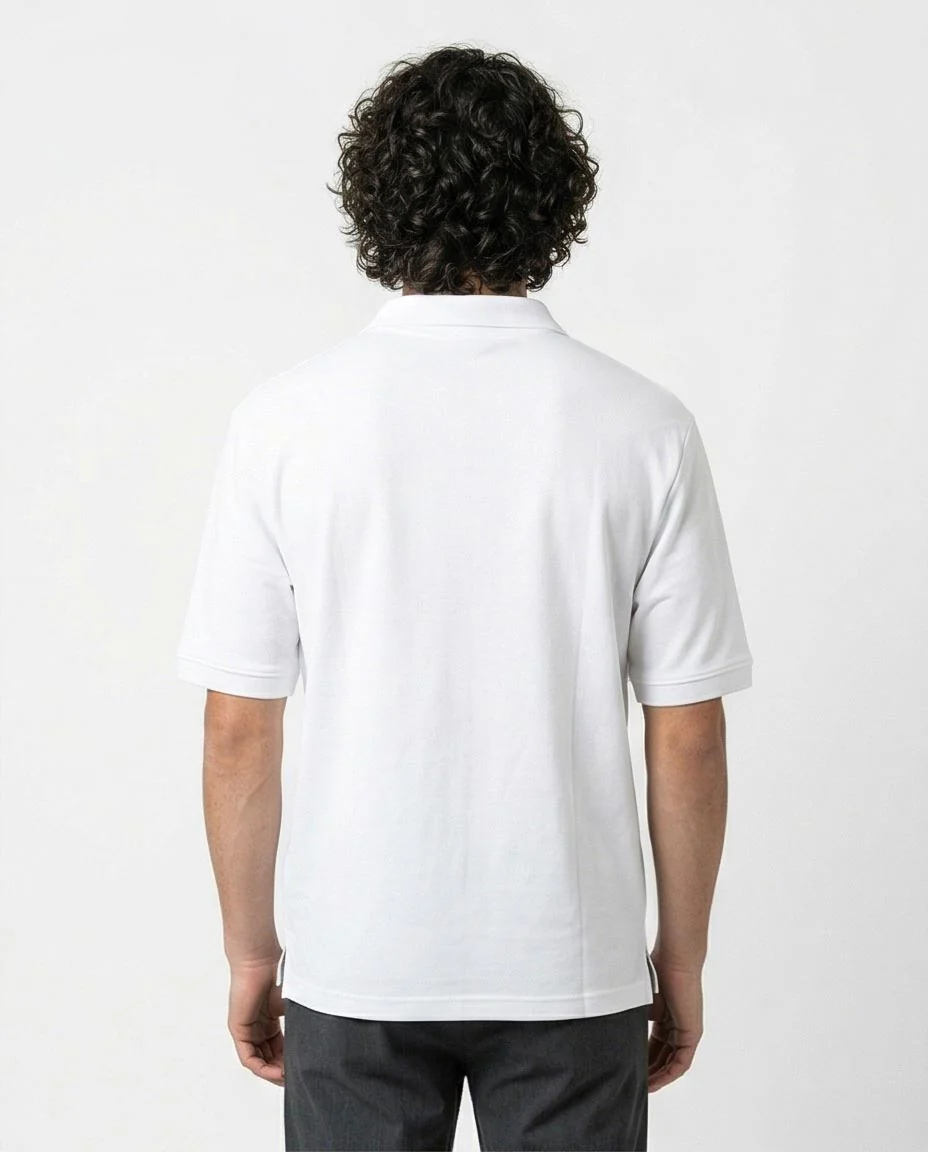 Men’s Quarter-Zip Relaxed Fit Polo Shirt – White - R216102 - Image 2