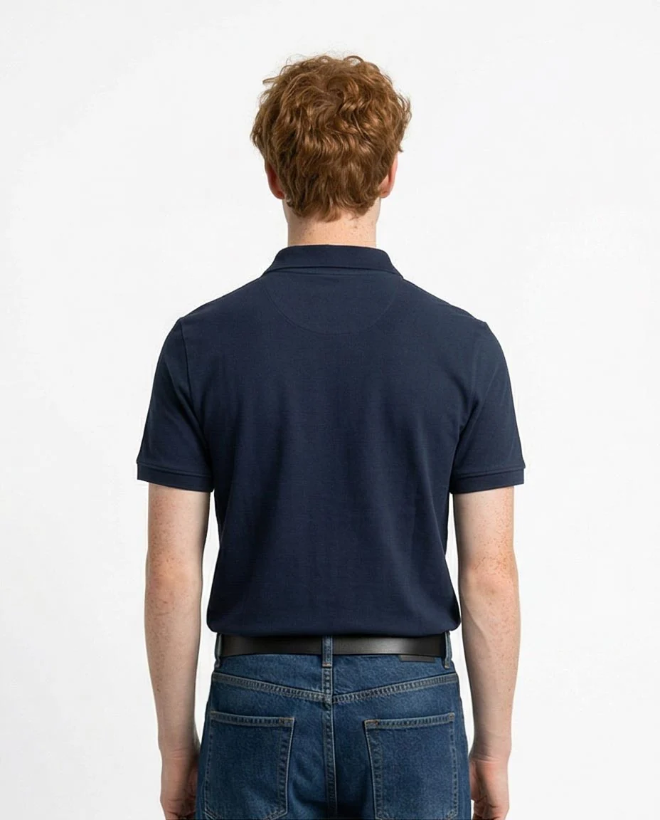 Ravin Navy Piqué Short Sleeve Slim-Fit Polo Shirt - R216159 - Image 2