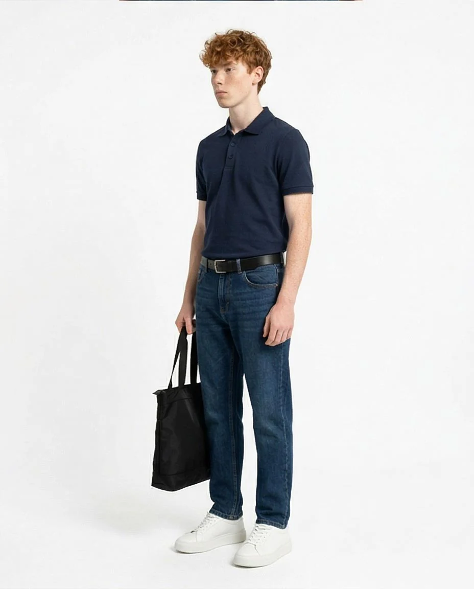 Ravin Navy Piqué Short Sleeve Slim-Fit Polo Shirt - R216159 - Image 4