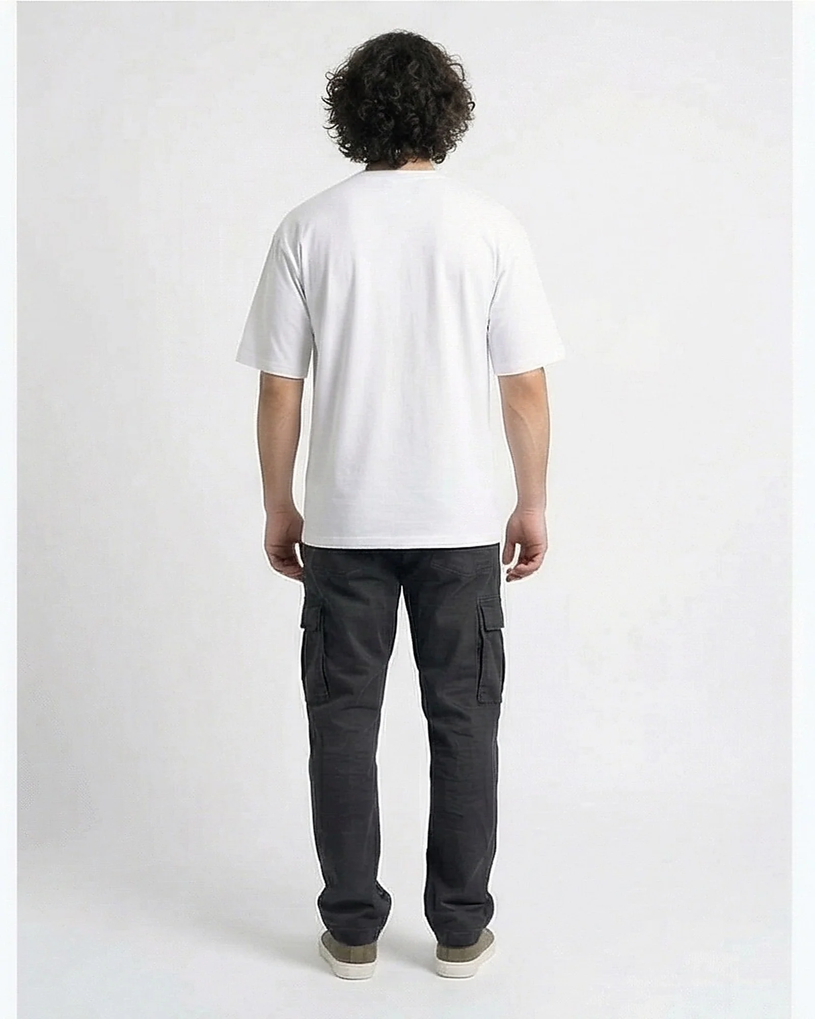 White Tonal Embossed Relaxed Fit Tee - R216291 - Image 4