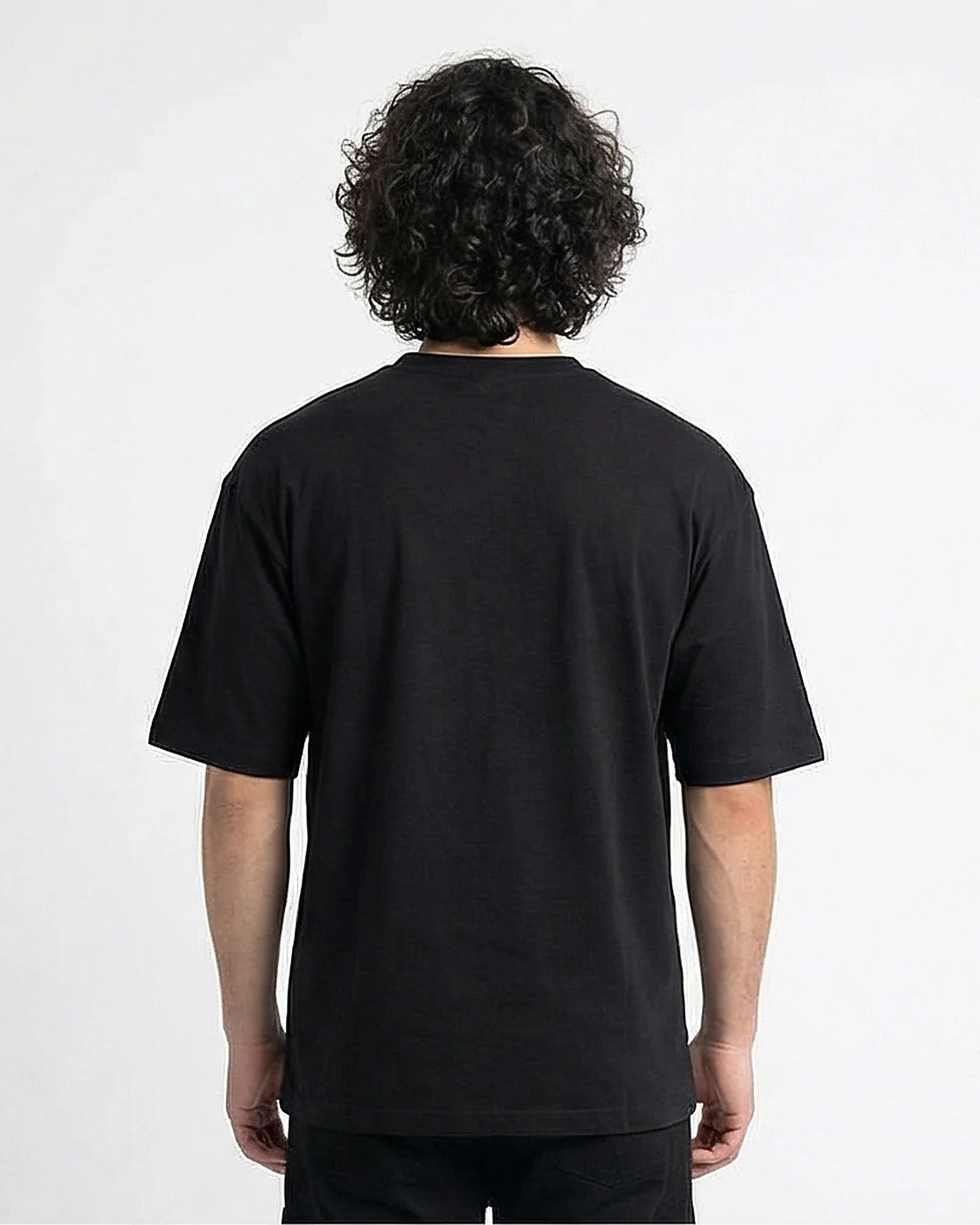 Men's Black Tonal Embossed Relaxed Fit T-Shirt - R216292 - Image 2