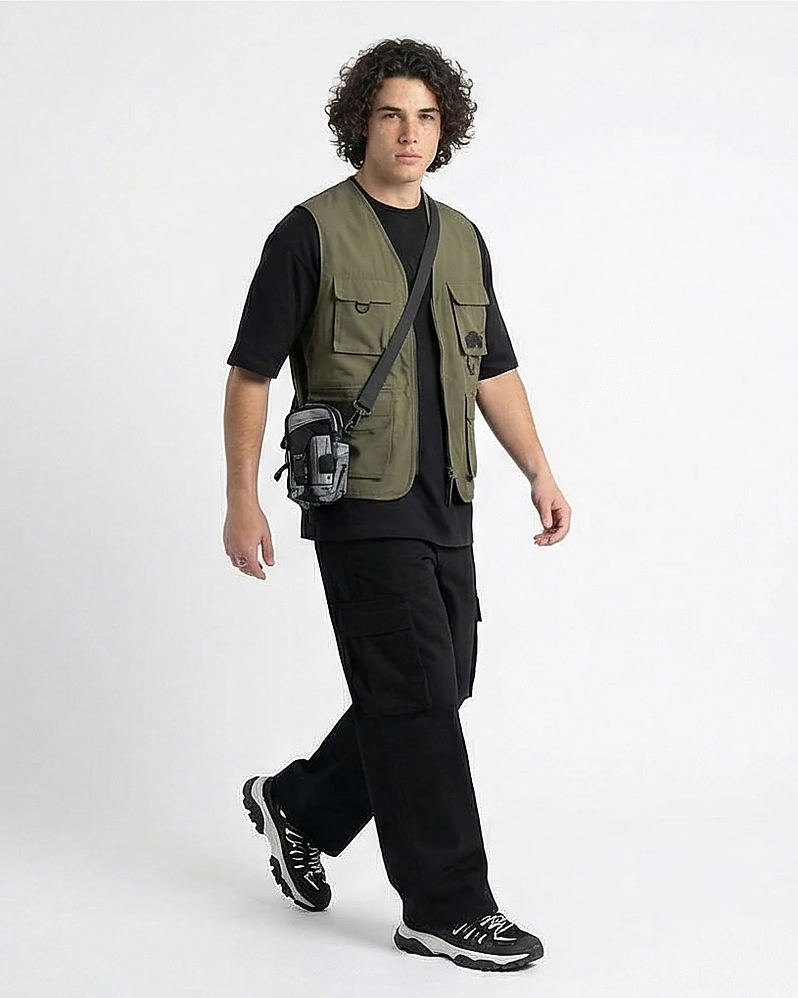 Men's Black Tonal Embossed Relaxed Fit T-Shirt - R216292 - Image 3
