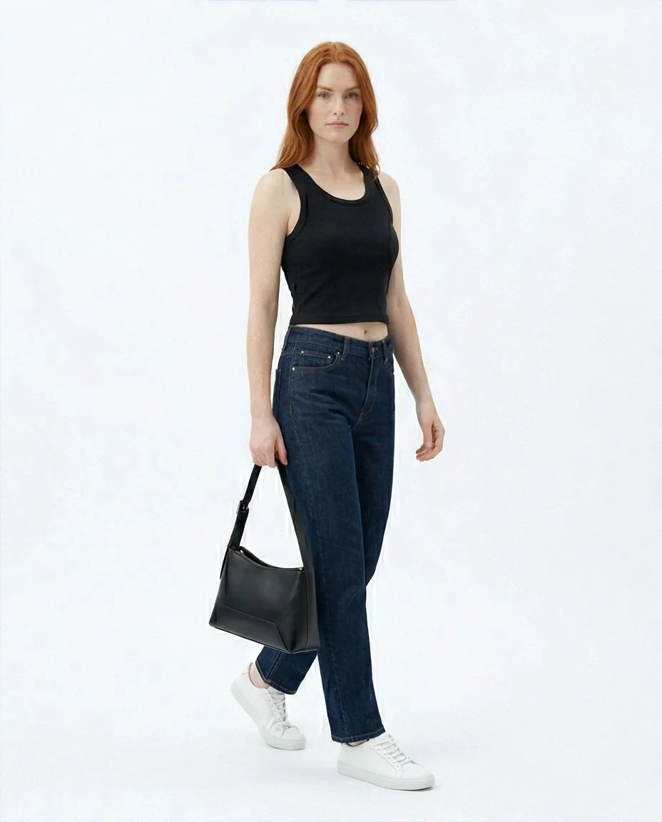Ravin Women’s Ribbed Scoop-Neck Cropped Tank Top – Midnight Black - R216554 - Image 4