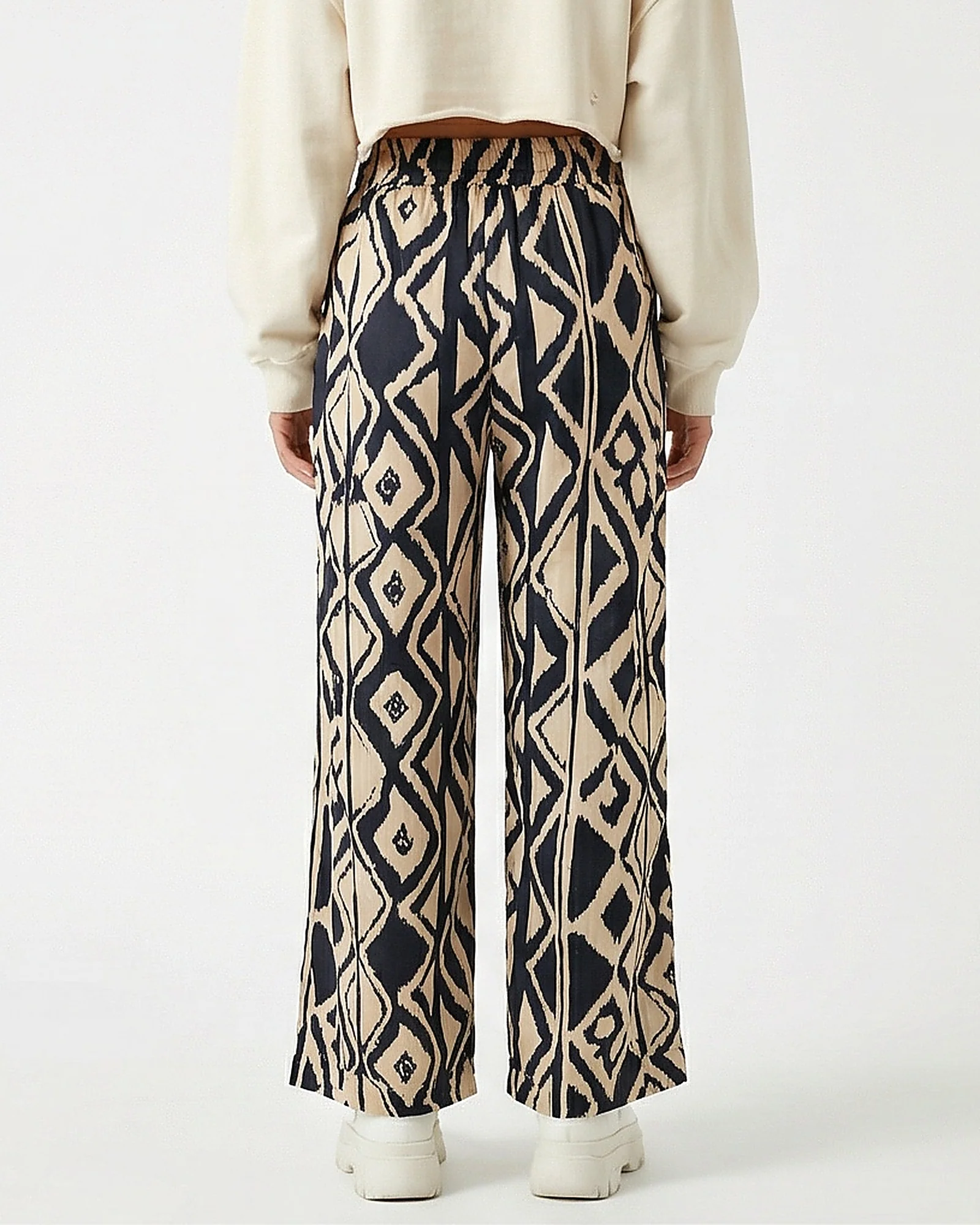 Geometric Print Wide-Leg Summer Trousers - R216598 - Image 2