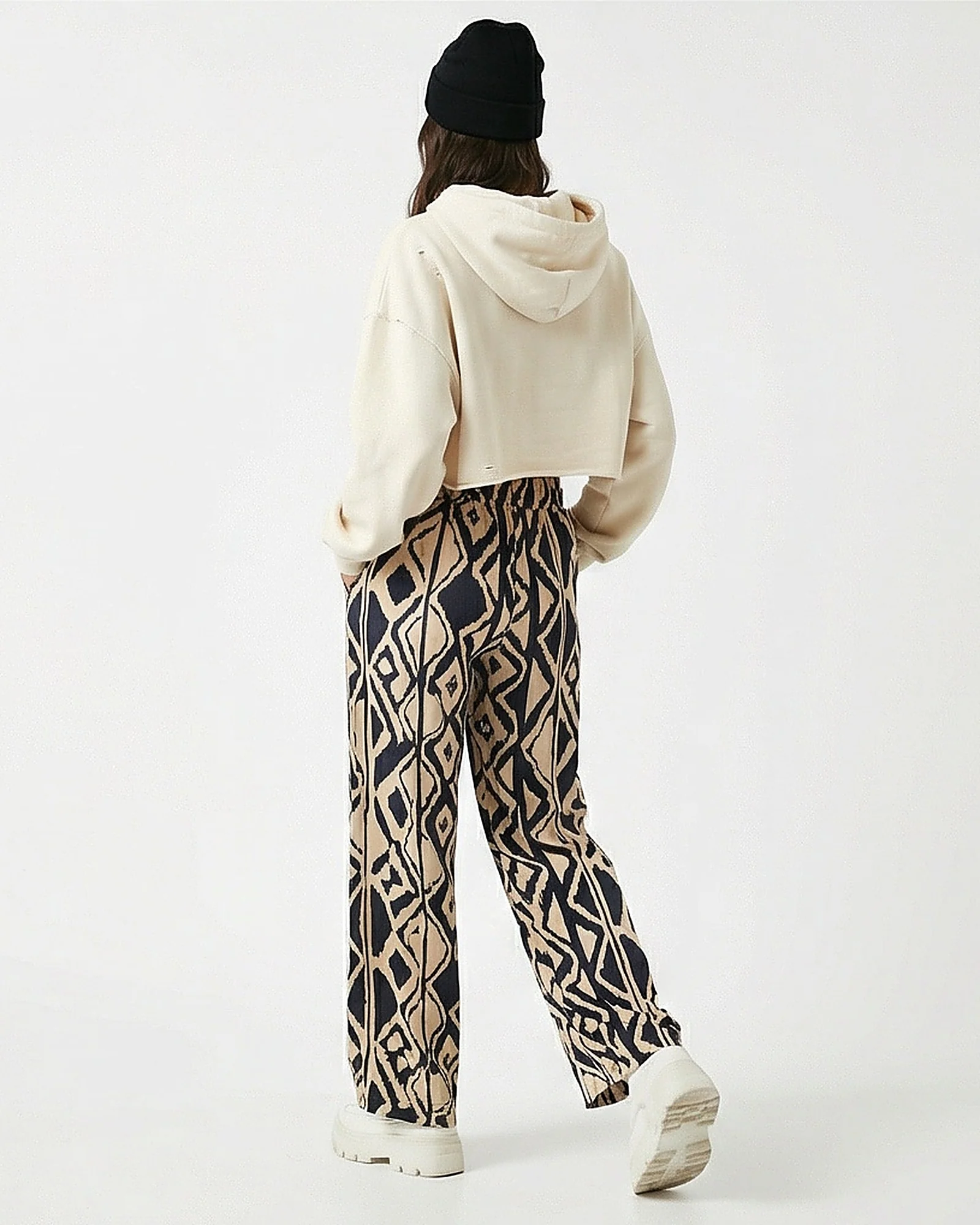 Geometric Print Wide-Leg Summer Trousers - R216598 - Image 4