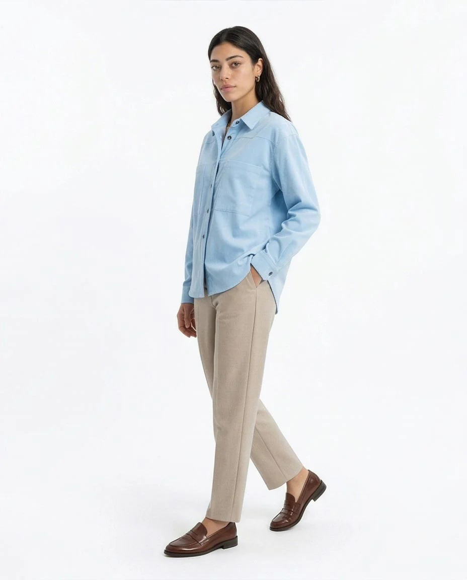 Ravin Men’s Oversized Sueded Utility Shirt in Sky Blue - R216615 - Image 4