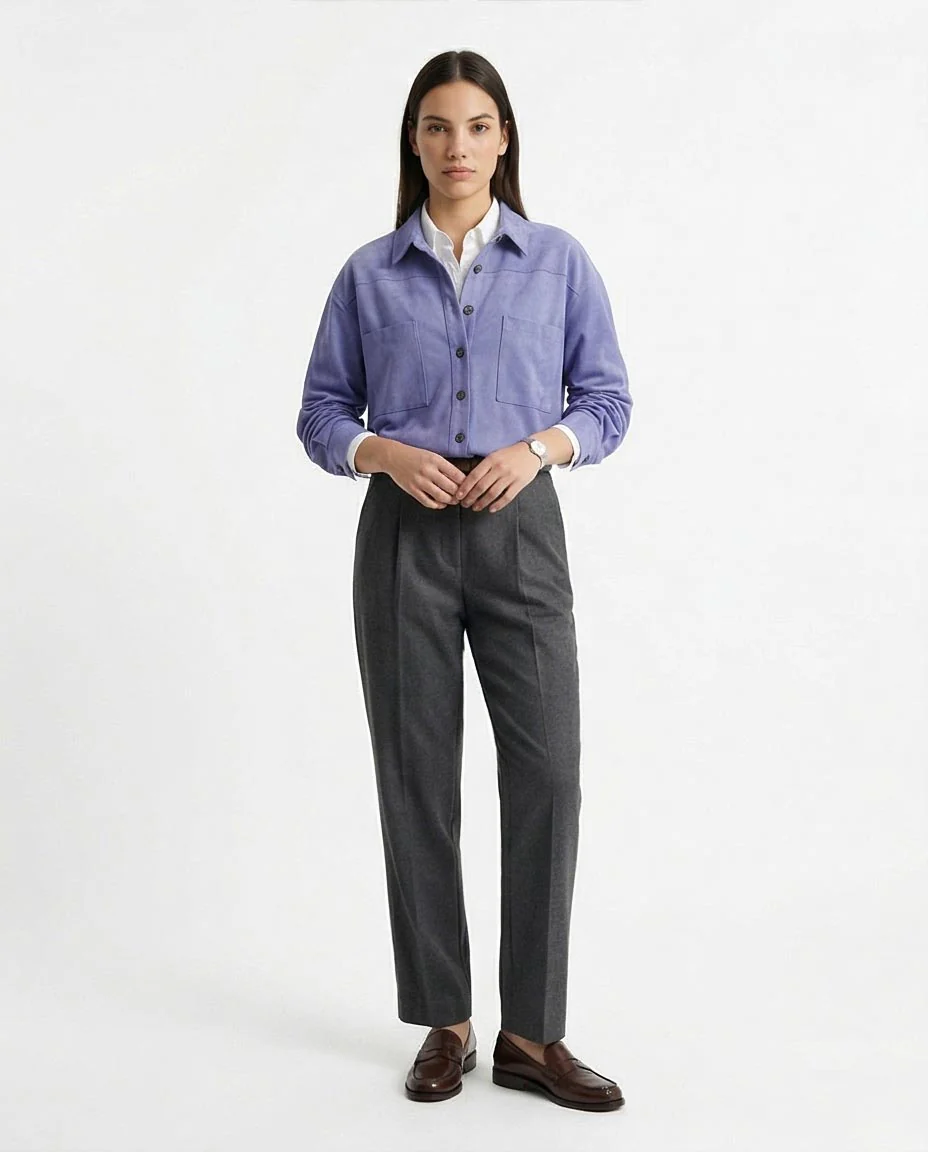 Ravin Oversized Faux-Suede Utility Shirt in Periwinkle - R216617 - Image 3
