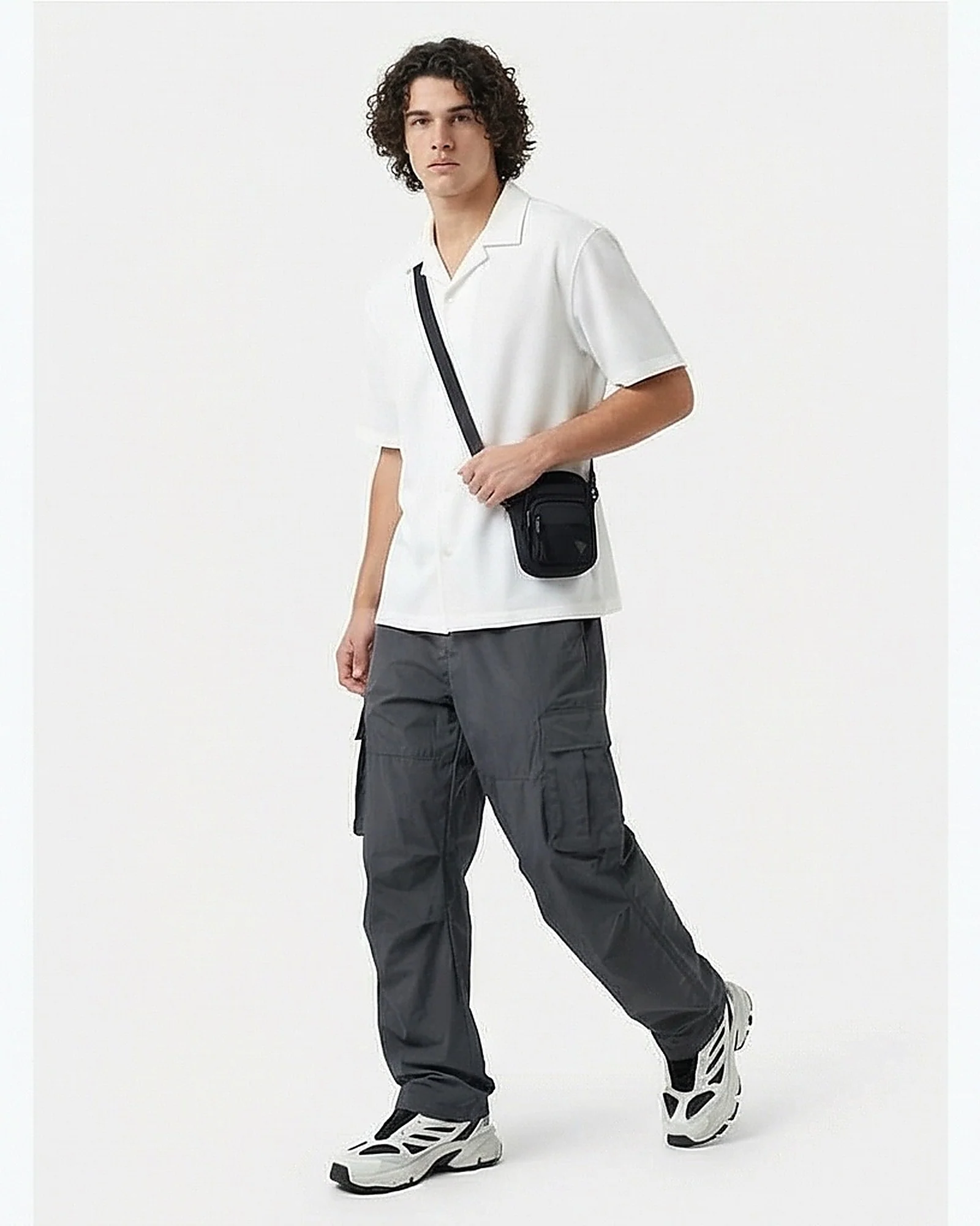 Ivory Textured Knit Camp Collar Short Sleeve Shirt - R216752 - Image 3