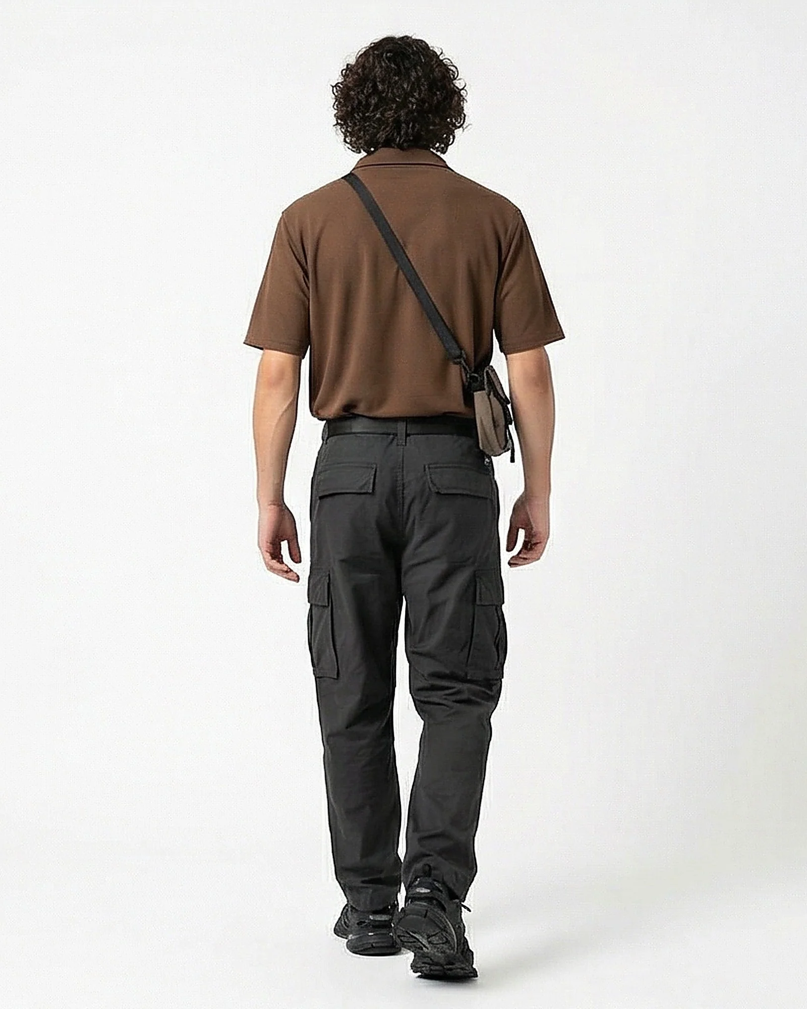Mocha Textured Knit Short Sleeve Camp Collar Shirt - R216754 - Image 4