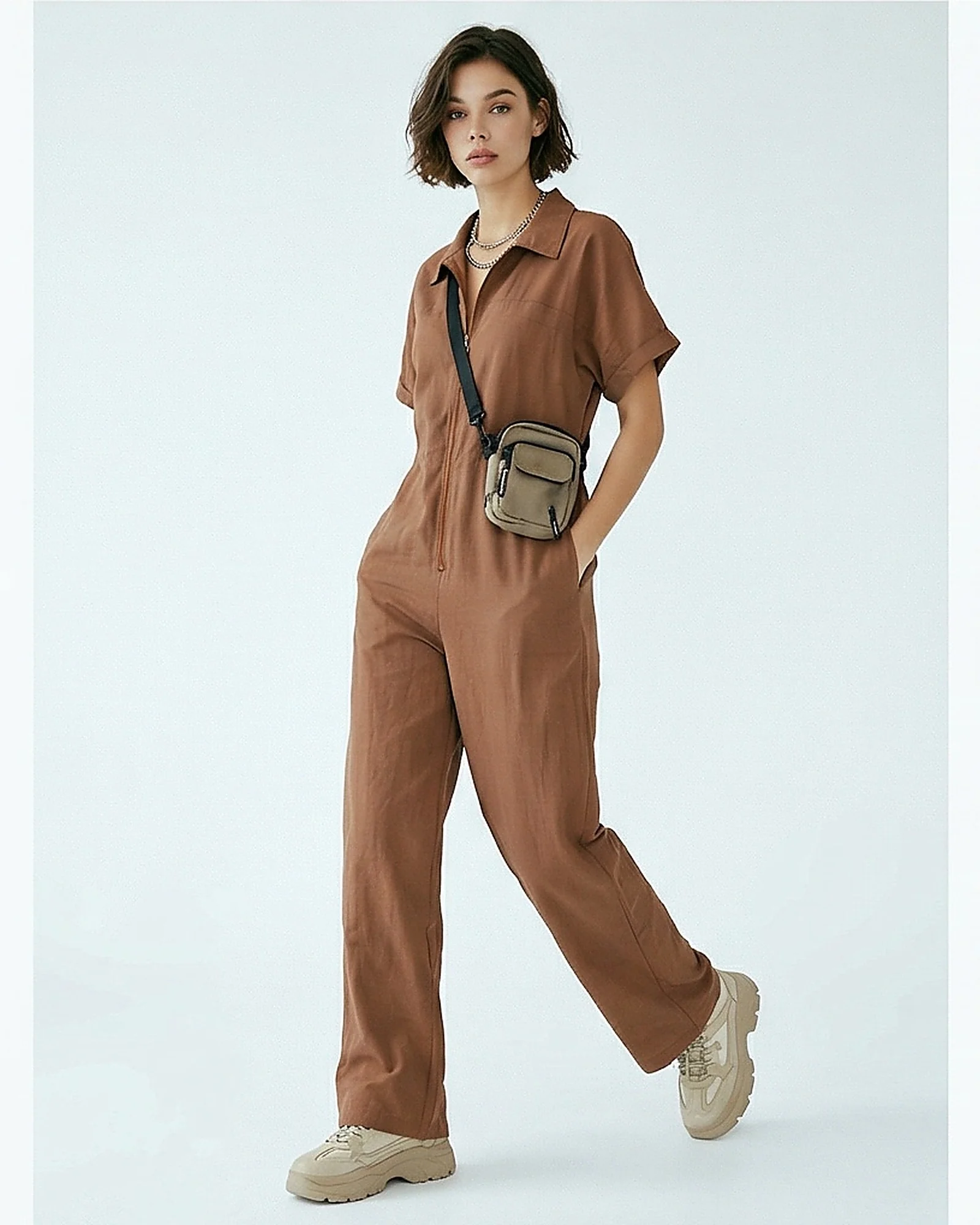 Earthy Zip-Front Utility Jumpsuit - R216760 - Image 3