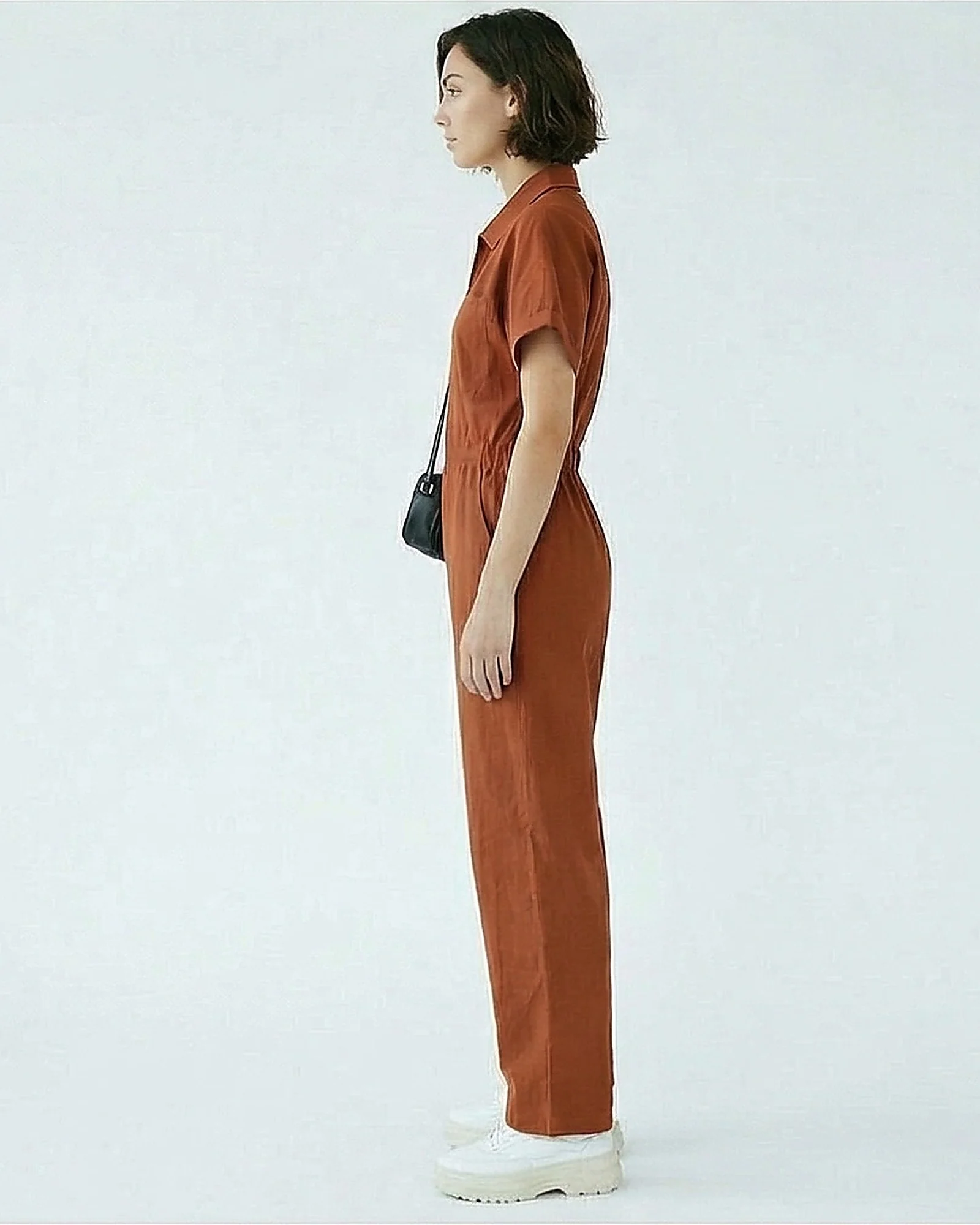 Rust Short Sleeve Zip-Up Utility Jumpsuit - R216761 - Image 3