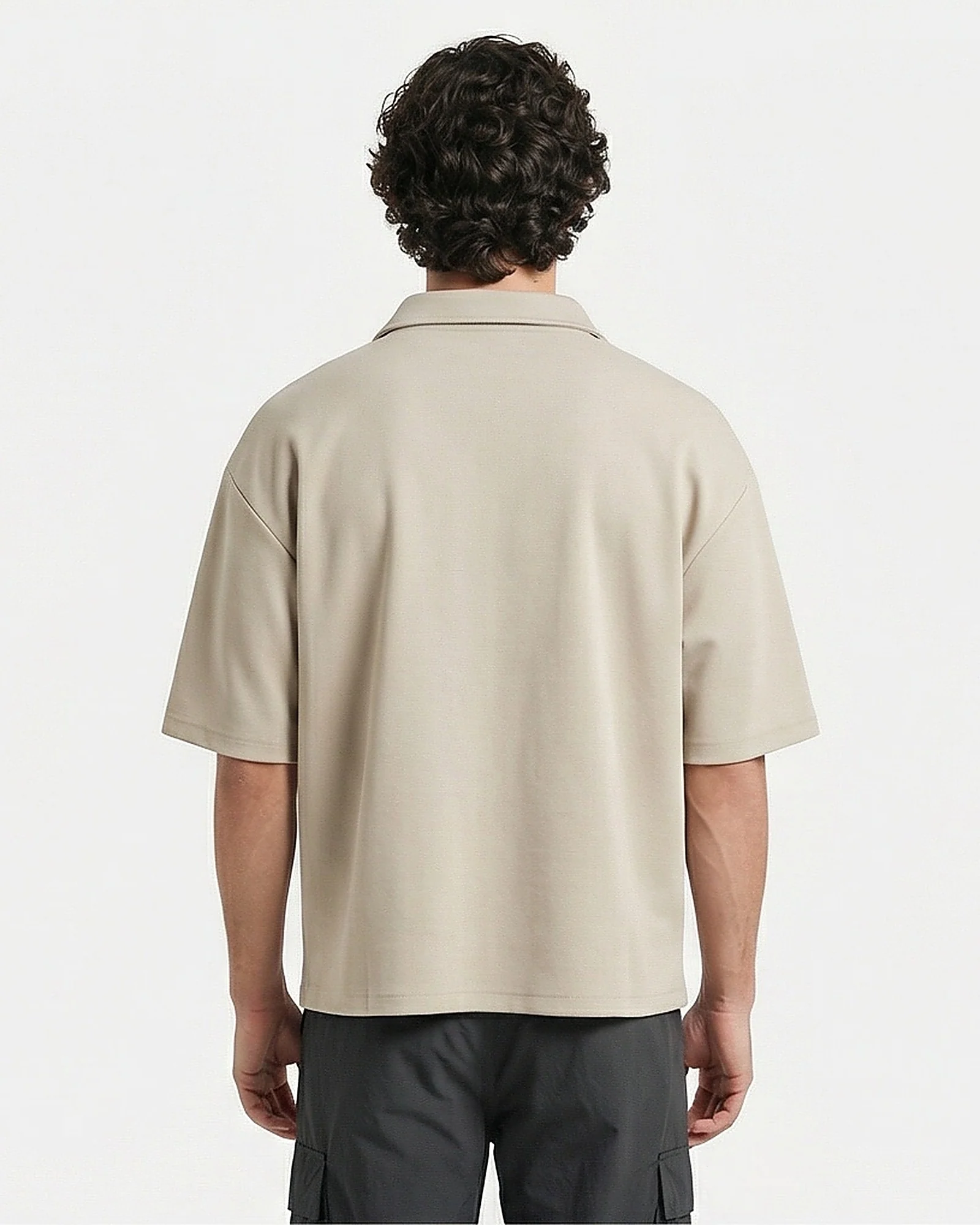 Stone Oversized Relaxed Fit Polo Shirt - R216851 - Image 2