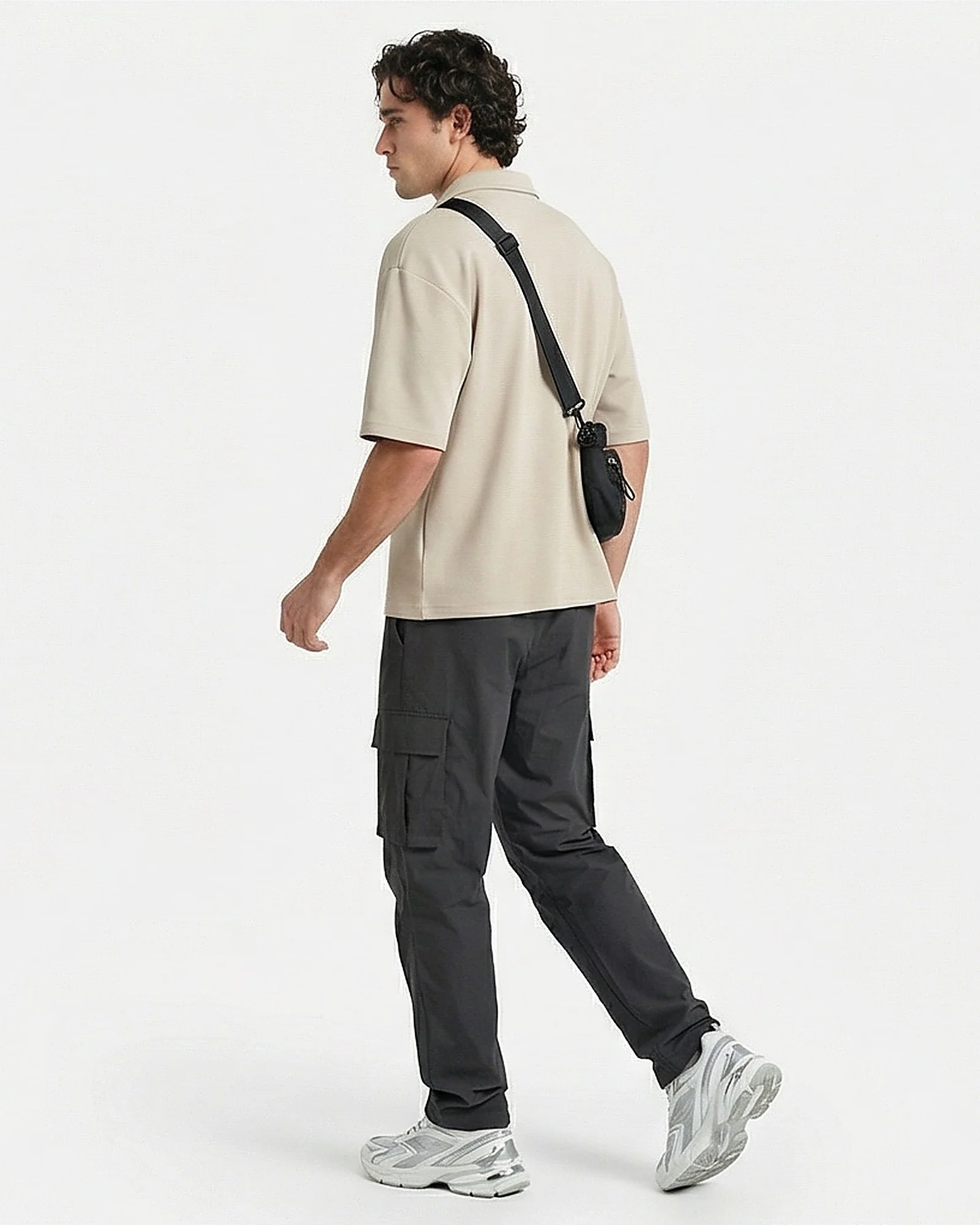 Stone Oversized Relaxed Fit Polo Shirt - R216851 - Image 4