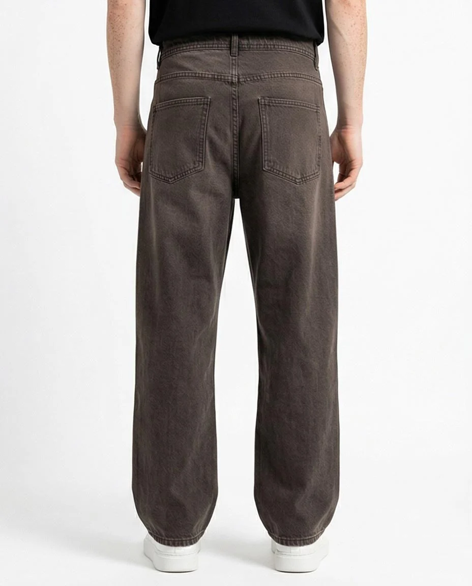 Ravin Wide-Leg Relaxed Denim in Brown Earth-Toned Charcoal Wash - R217113 - Image 2