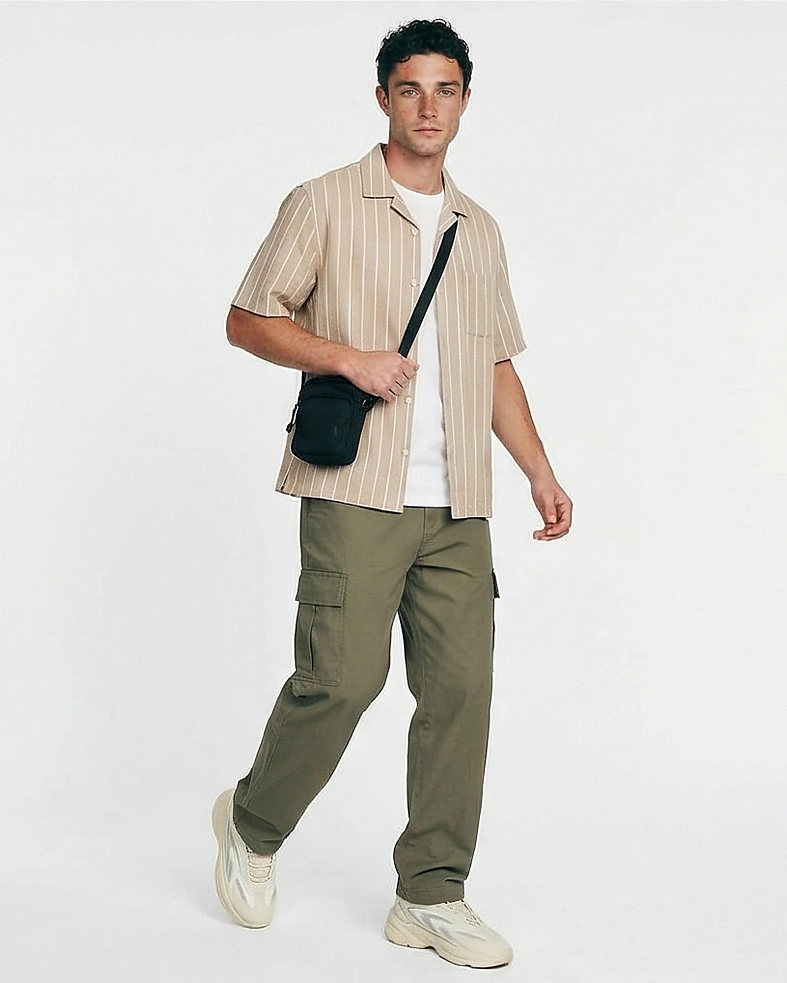 Sand Pinstripe Relaxed Fit Resort Shirt - R217162 - Image 3