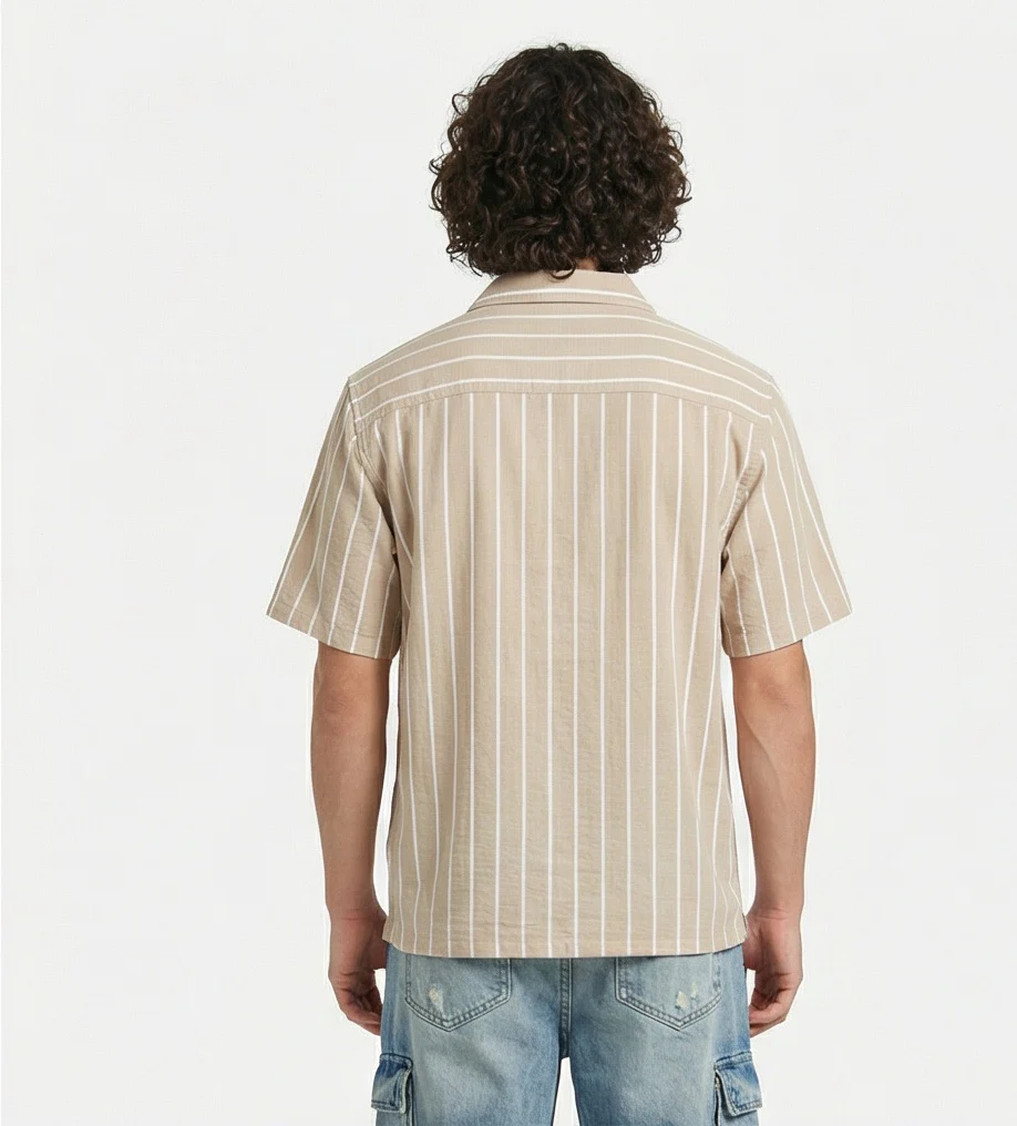 Stone Striped Short Sleeve Camp Collar Shirt - R217165 - Image 2
